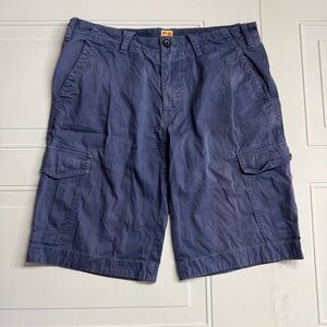 Boss Orange Mens Sheridan Cargo Shorts Size 36R Blue Light Distressing